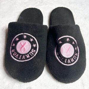 Breast Cancer Survivor Slippers Black & Pink Size 7/8